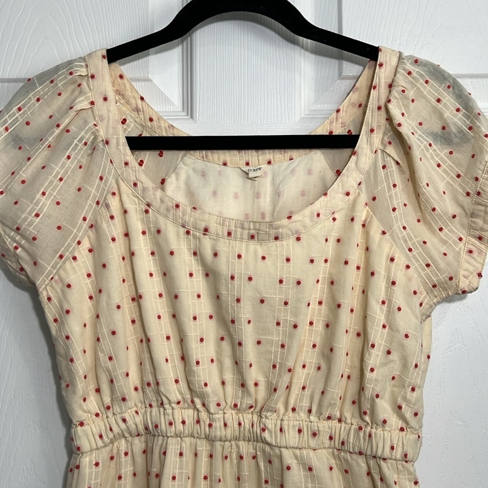 J. Crew Women’s Ivory & Red Embroidered Polka Dot DOBBY Dress - Size XXS - Picture 2 of 8